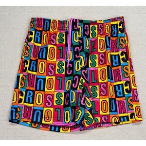 Cross Colours Mens Large Golf Mesh Basketball Shorts Multi Color All Over Print
